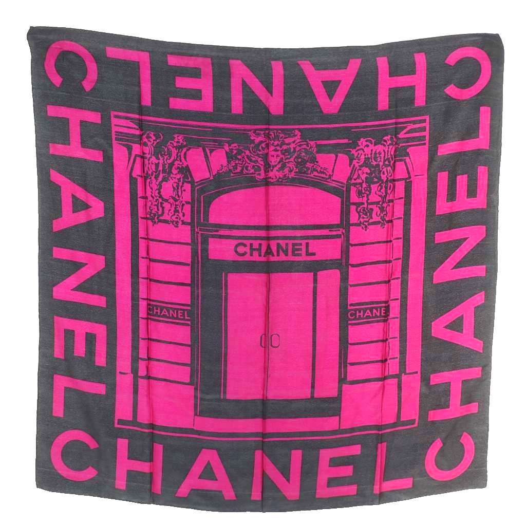 シャネル シルクスカーフ 黒ピンク CHANEL(シャネル) スカーフ