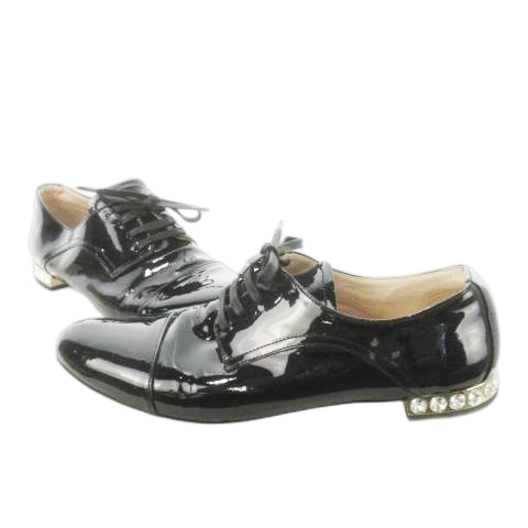 miu miu ミュウミュウビジュー付きエナメルレースアップシューズ 美品