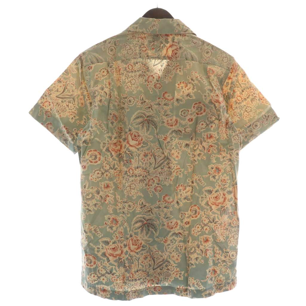 【中古】Polo by Ralph Lauren アロハシャツ オープンカラー 半袖 グラデーション 花柄 総柄 M グレー ピンク ポロ バイ ラルフローレン Polo by Ralph Lauren アロハシャツ