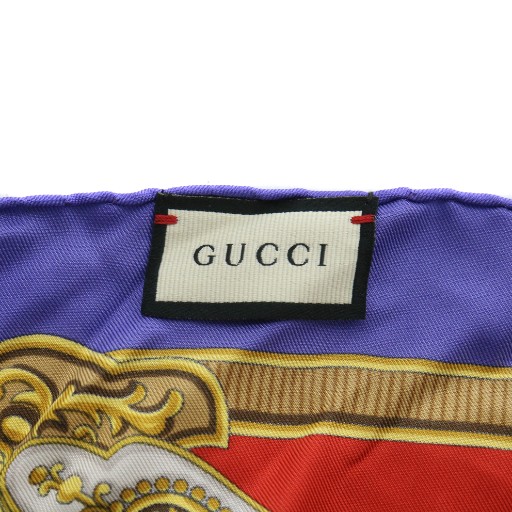 グッチ GUCCI スカーフ 絹 シルク 大判 鳥 カモ 総柄 ロゴ 90×90  