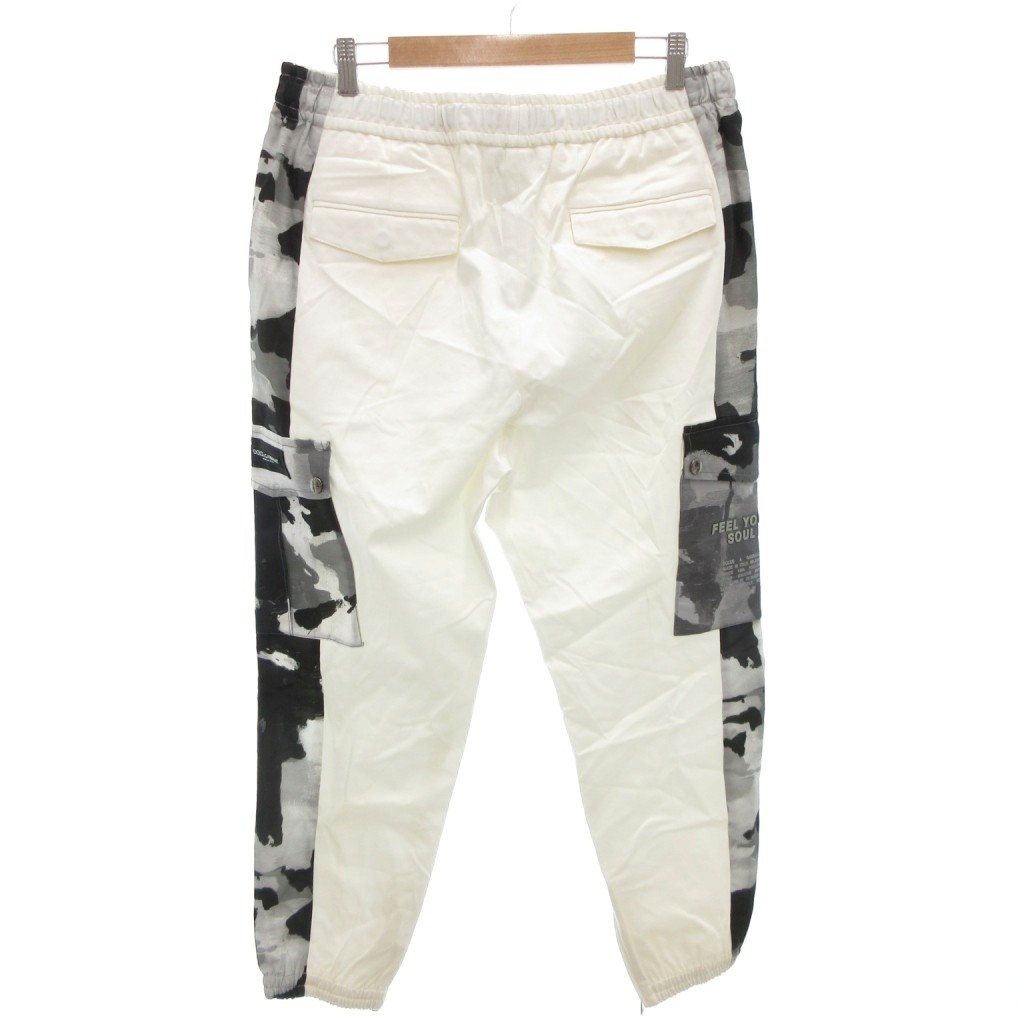 【中古】ドルチェ&ガッバーナ ドルガバ DOLCE&GABBANA カーゴパンツ ジョガー イージー 50 白 ホワイト 迷彩 ドルチェ&ガッバーナ ドルガバ DOLCE&GABBANA カーゴパンツ ジョガー