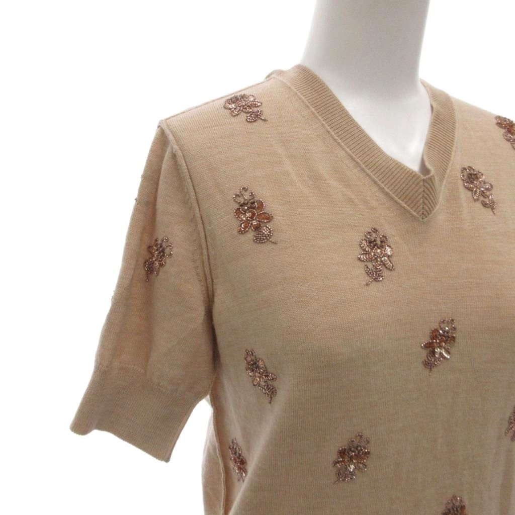 フェンディ FENDI 美品 25SS ニット セーター Vベック リボン 半袖  