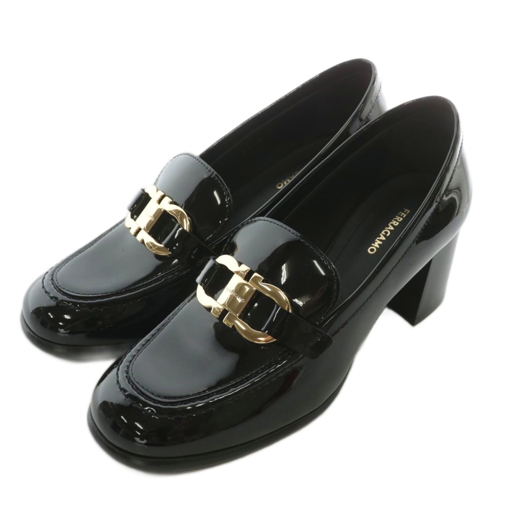 【中古】未使用品 サルヴァトーレフェラガモ マルレーナ ガンチーニ ローファー パンプス ゴールド金具 6 23.5 黒 未使用品 サルヴァトーレフェラガモ Salvatore Ferragamo MARLENA