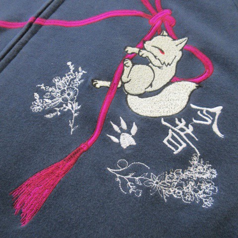 コンジャク 今昔 KON-JAKU ジップパーカー スウェット 裏毛 和柄 刺繍 