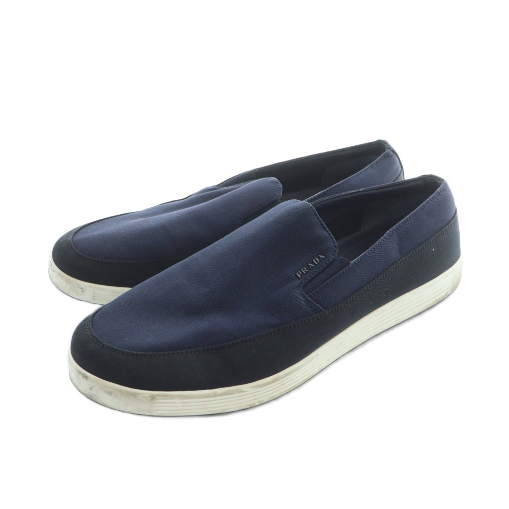 プラダスポーツ PRADA SPORT スリッポン シューズ 靴 ロゴ 8 27cm 紺 