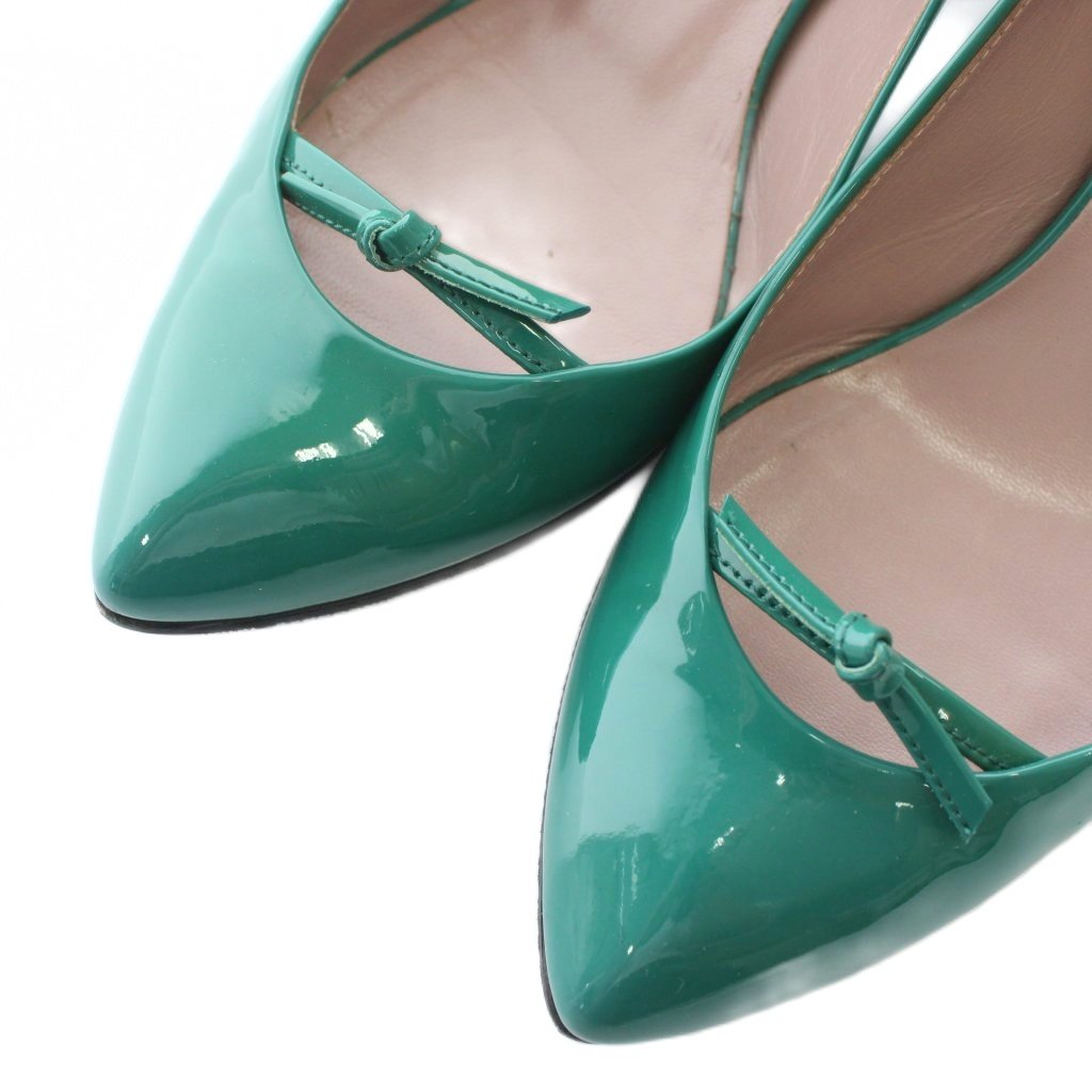 グッチ GUCCI パンプス エナメル ポインテッドトゥ ヒール リボン 35.5