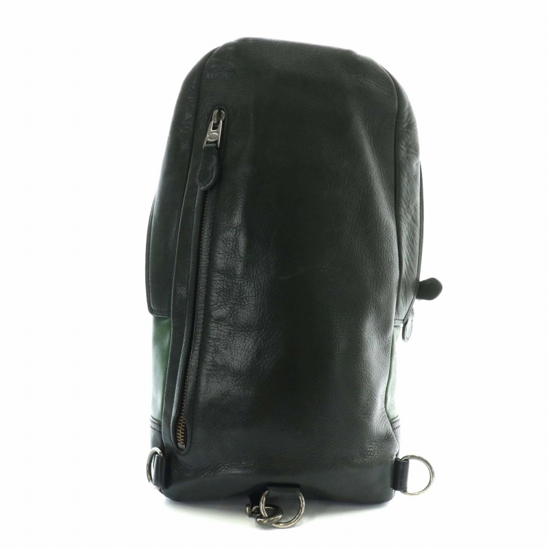 コーチ COACH ボディバッグ ショルダー レザー ロゴ 緑 グリーン 黒 