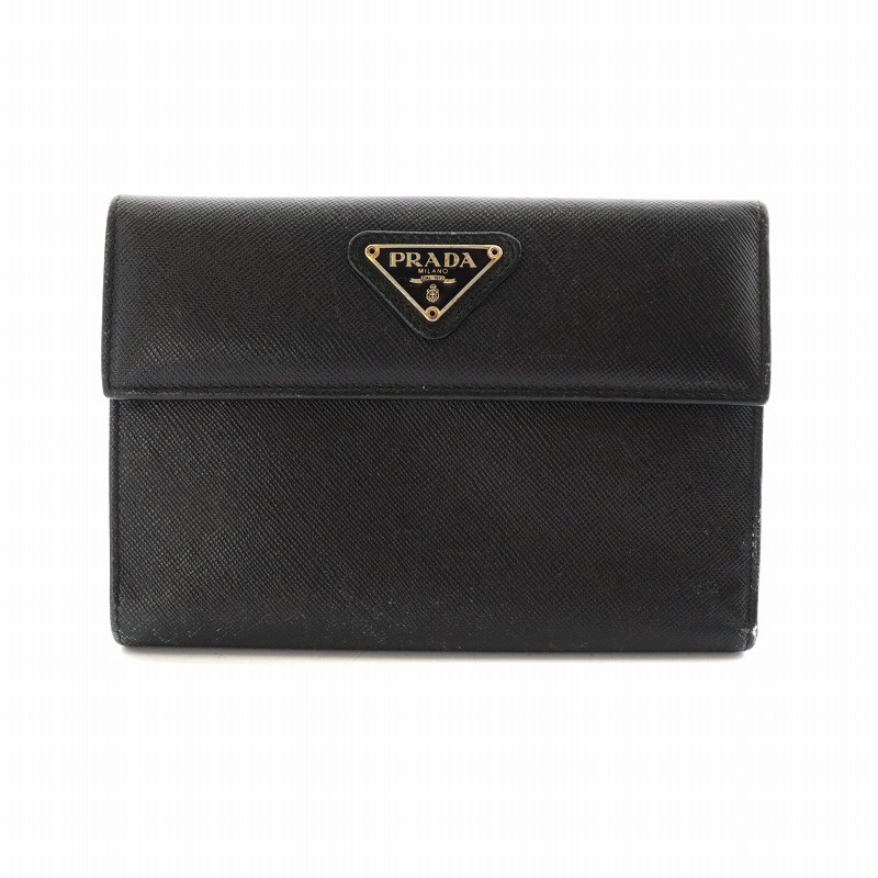 プラダ PRADA 二つ折り財布 ウォレット レザー ロゴプレート イタリヤ 