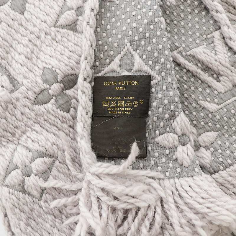 LOUIS VUITTON グレー マフラー ウールシルク混
