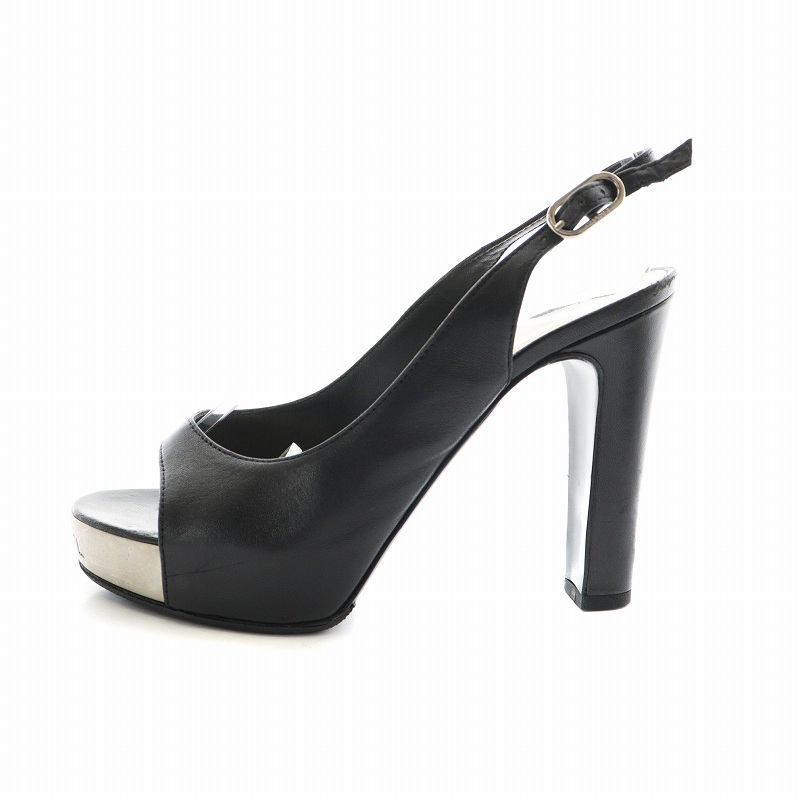 シャネル CHANEL パンプス ハイヒール オープントゥ チャンキーヒール 