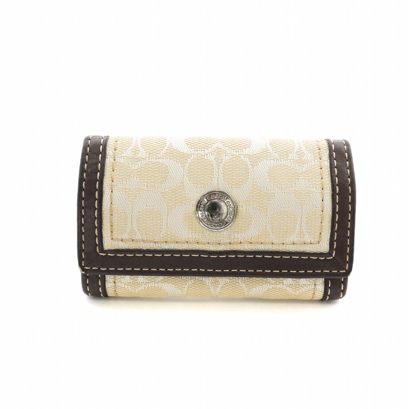 COACH コインケース ベージュ キャンバス COACHがま口ベージュ