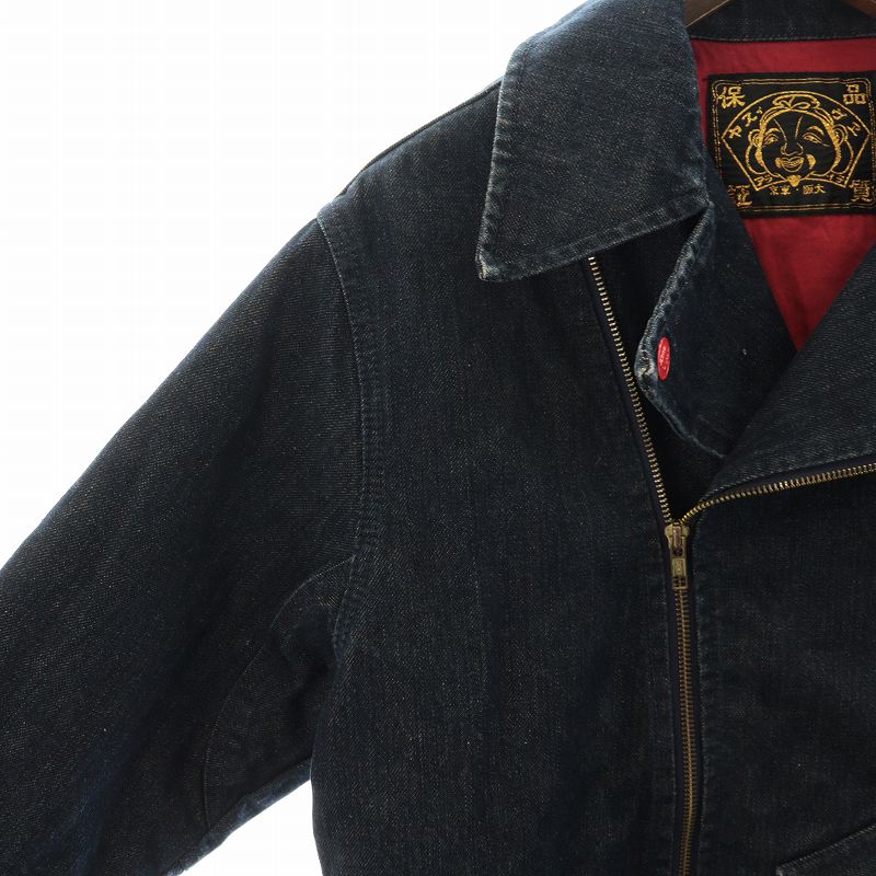 evisu ダークデニム ダブルライダースジャケット エヴィス EVISU デニムジャケット ライダース ダブル 長袖