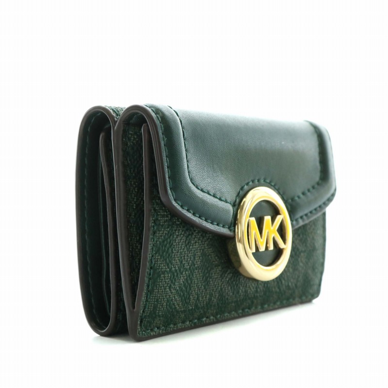 新品☆MICHAEL KORS グリーン　シグネチャー レザー キーケース 新品☆MICHAEL KORS キーケースグリーンレザー キーケース
