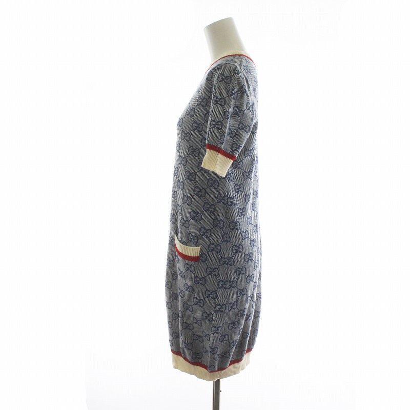 GUCCIニットワンピース 579787 GG柄 ニット ワンピース XS ブルー（2024/08/13買取
