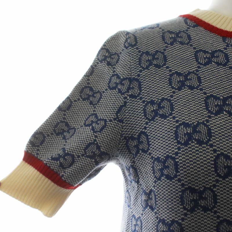 グッチ GUCCI 579787 GG柄 ニット ワンピース 半袖 ミドル クルー