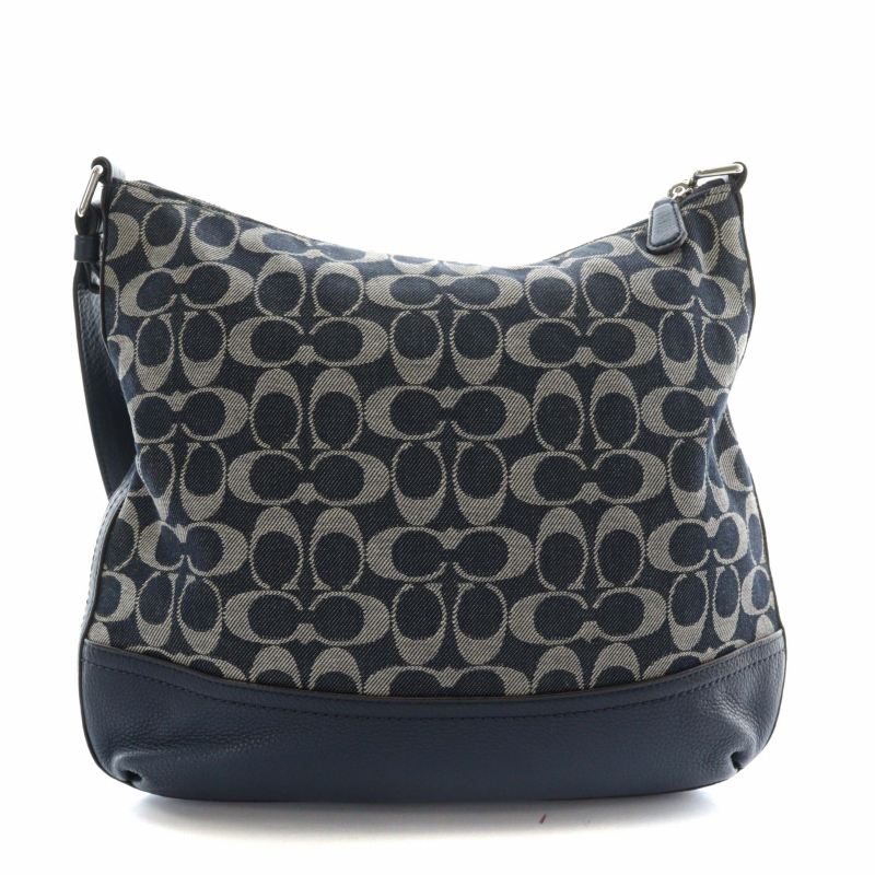 コーチ COACH ショルダーバッグ デニム キャンバス レザー 