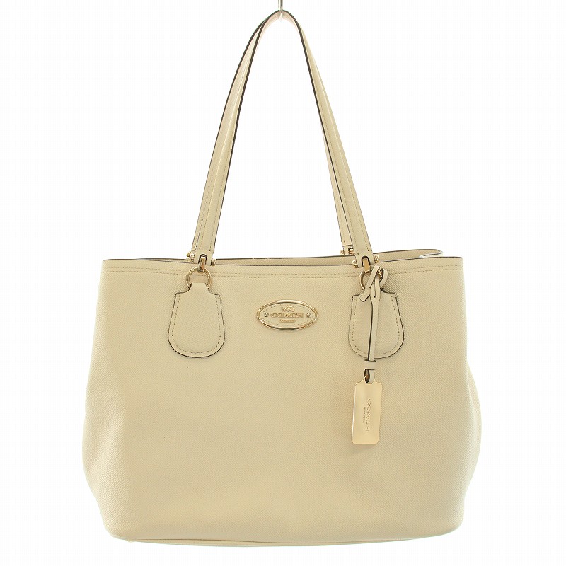 コーチ COACH ハンドバッグ トートバッグ レザー ロゴチャーム 白 