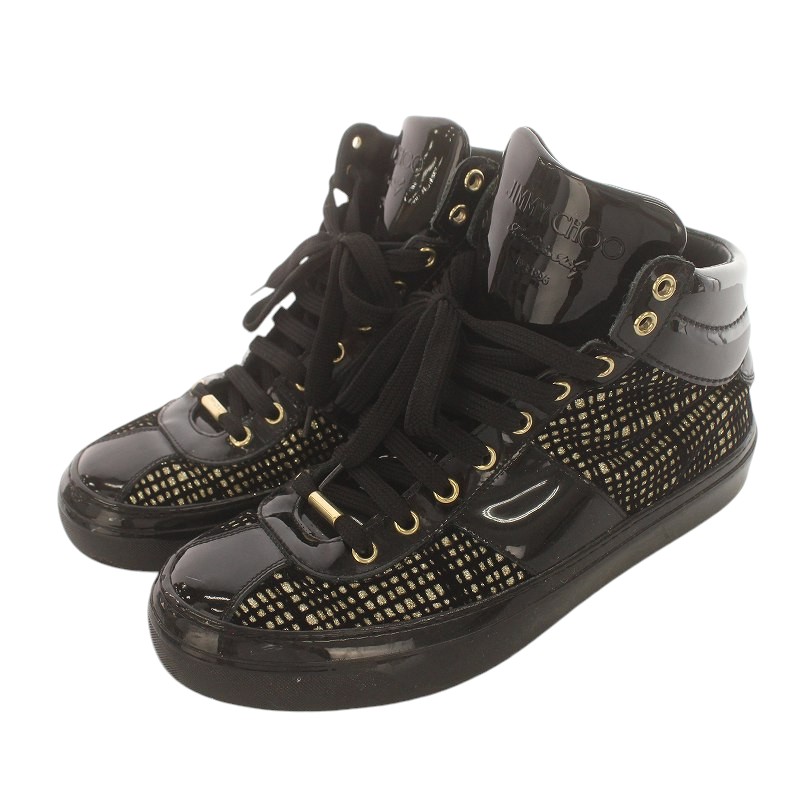 ジミーチュウ JIMMY CHOO スニーカー ハイカット エナメル ラメ 41 26 