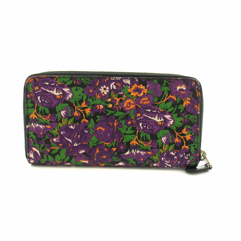 コーチ COACH 長財布 ウォレット 花柄 PVC ロゴ ラウンド