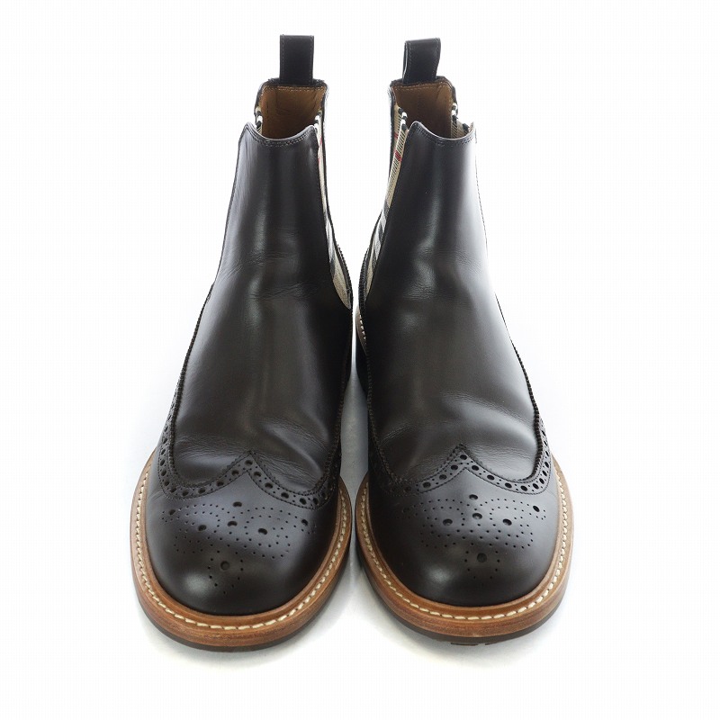 BURBERRY サイドゴア ブーツ ノバチェック メダリオン レザー 43.5