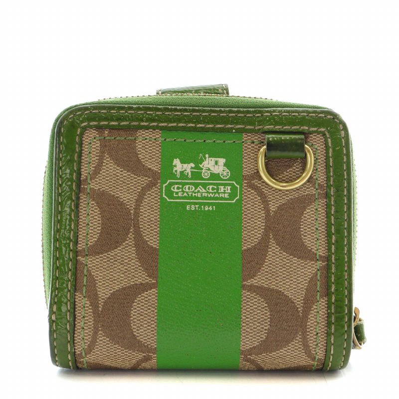 コーチ COACH 財布 二つ折り PVC レザー シグネチャー 総柄 内側