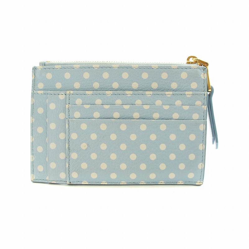 MCM エムシーエム　ニつ折りカードケース　ライトブルー 水色　ゴールド金具 MCM エムシーエム ニつ折りカードケース ライトブルー 水色