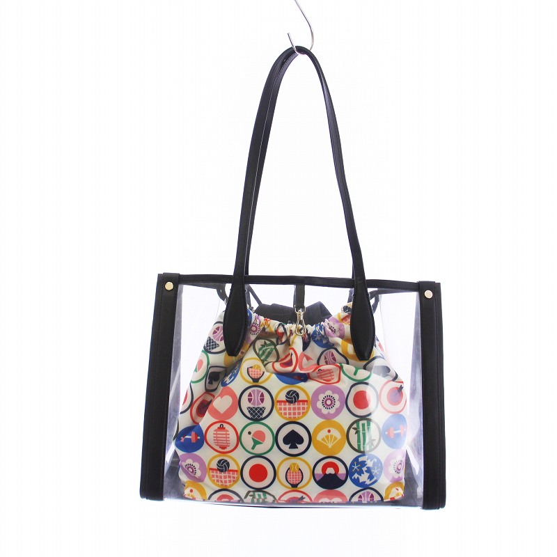 ケイトスペード KATE SPADE ビニールトートバッグ ロゴ レザー 総柄