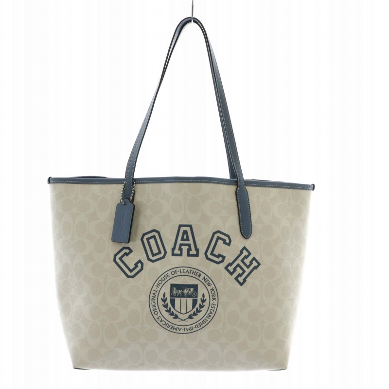 新品☆COACH(コーチ) 繁く ホワイト シグネチャー レザー トートバッグ