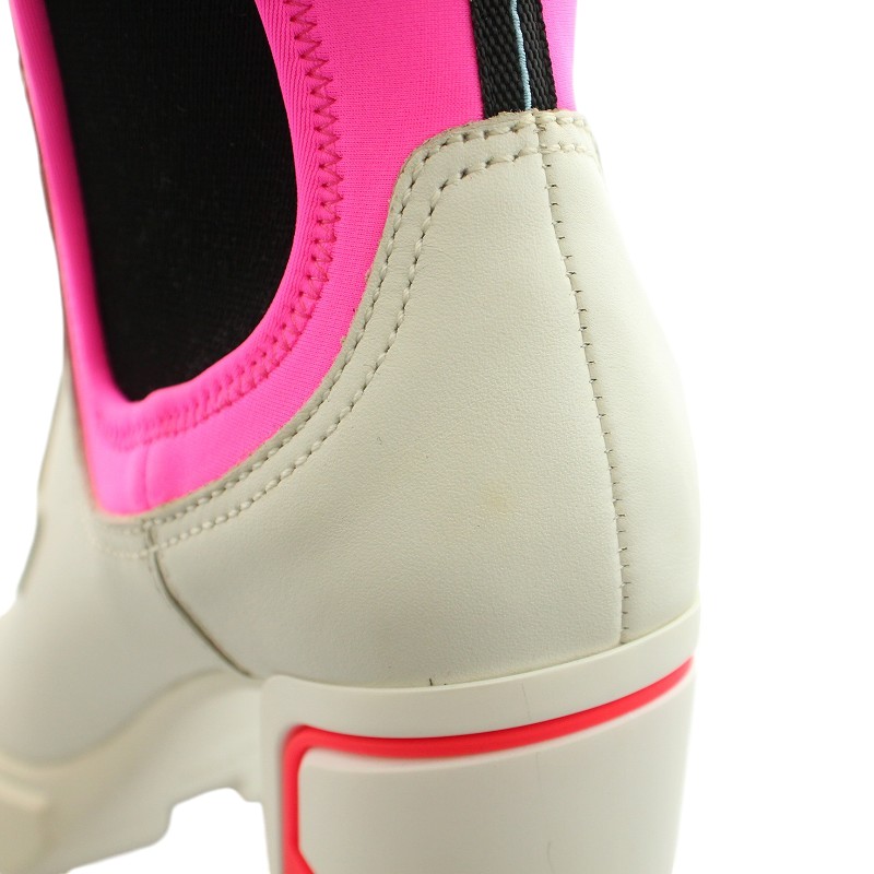 プラダ PRADA ショートブーツ レースアップ サイドゴア ロゴ パンプス