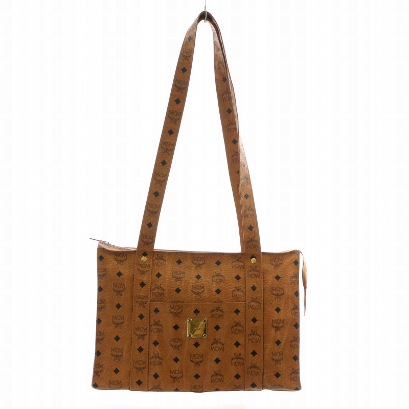 E162◆MCM　ショルダーバッグ　ブラウン　ヴィセトス柄　レザー　トートバッグ E162◇MCM ショルダーバッグ ブラウン ヴィセトス柄 レザー