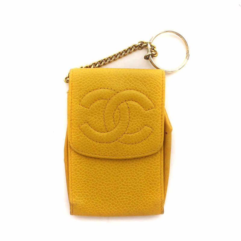 シャネル CHANEL キャビアスキン シガレットケース ポーチ ココ