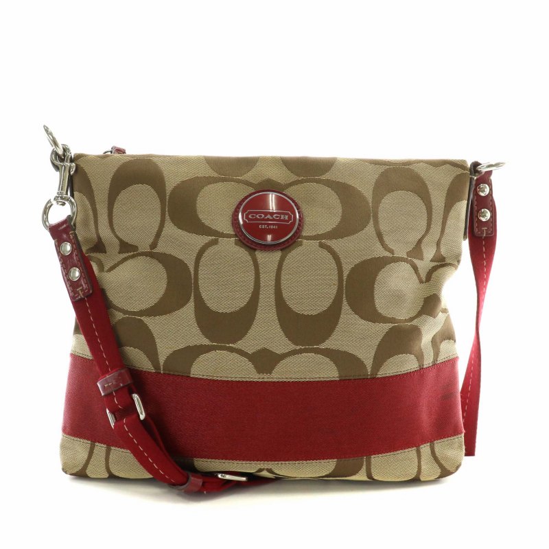 コーチ COACH ショルダーバッグ キャンバス レザー シグネチャー 総柄 