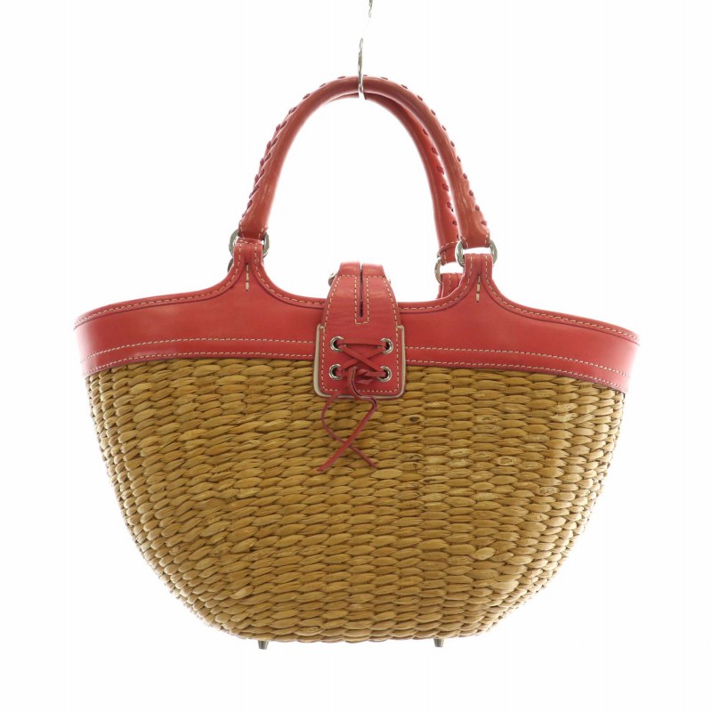 コーチ COACH かごバッグ バスケット ハンド ストロー レザー