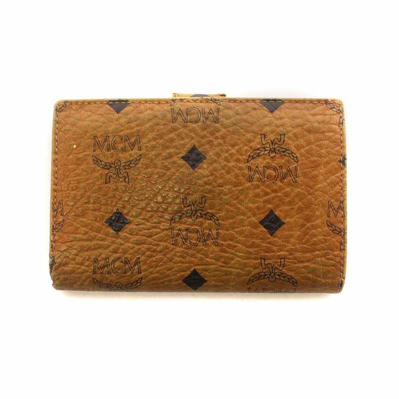エムシーエム MCM 財布 二つ折り レザー ヴィセトス柄 ロゴ 総柄 茶色