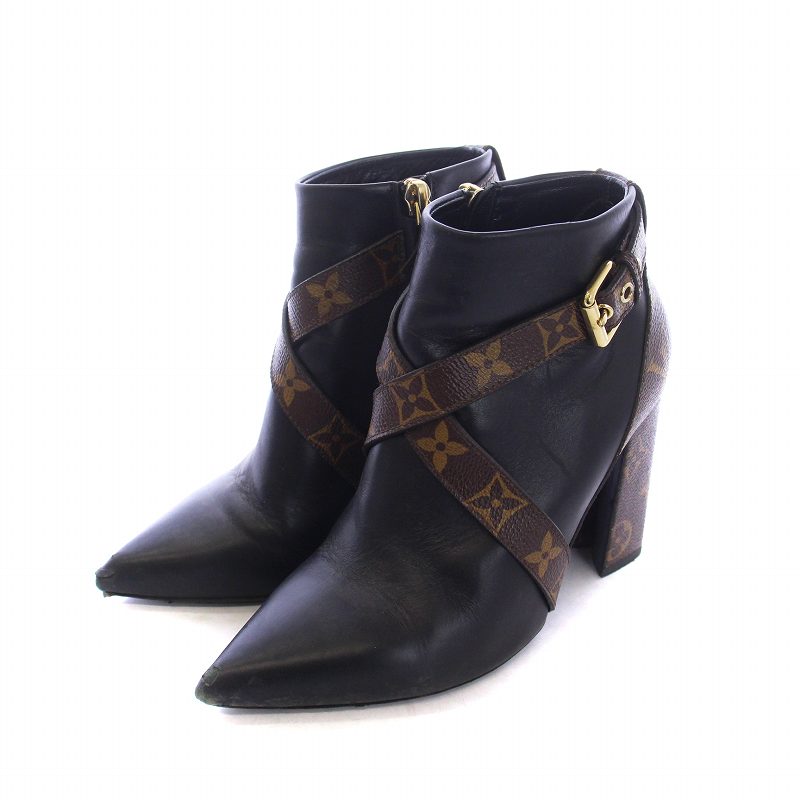 1円～ ルイヴィトン モノグラム アンクルブーツ ポインテッドトゥ