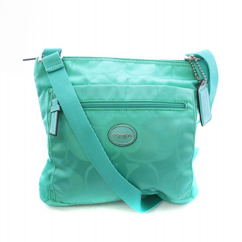 コーチ COACH ショルダーバッグ ロゴ ナイロン シグネチャー 緑 