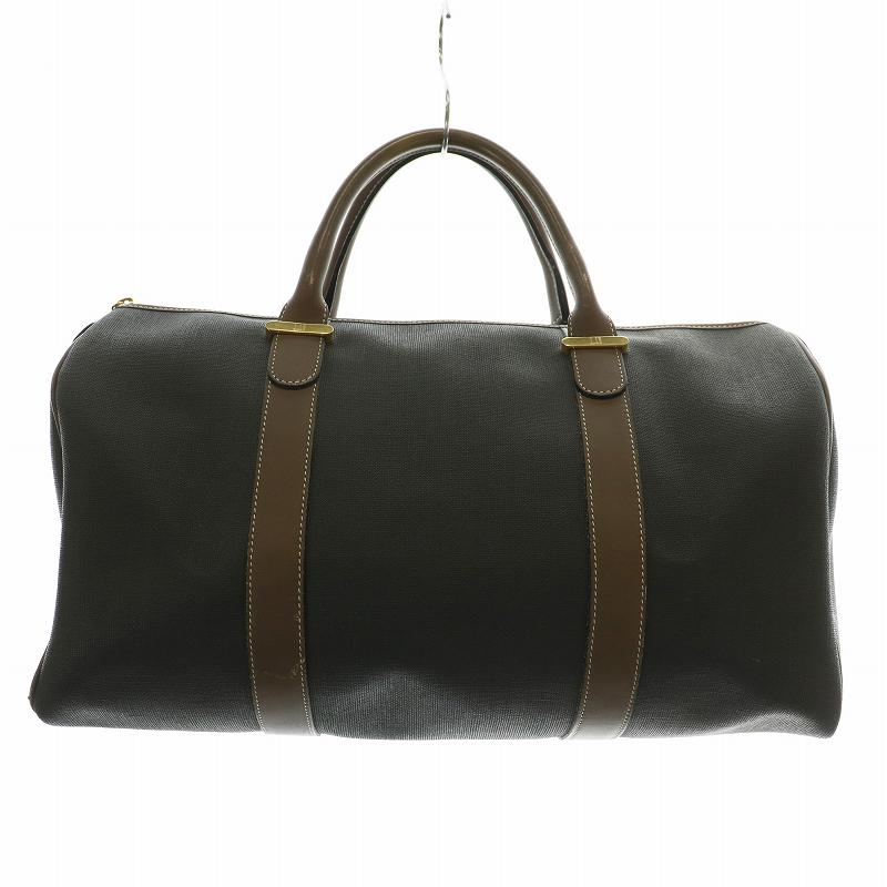 ダンヒル dunhill ボストンバッグ ハンド PVC レザー ヘリンボーン