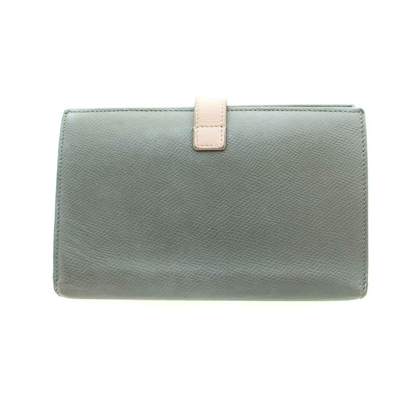 CELINE ラージストラップウォレット バイカラー グレー ブルー 長財布 CELINE ラージストラップウォレット バイカラー グレー ブルー