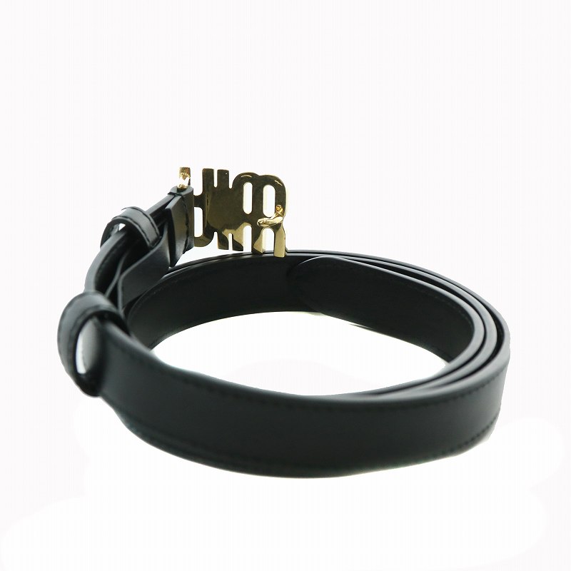 ミュウミュウ miumiu ベルト レザー ロゴバックル ゴールド金具