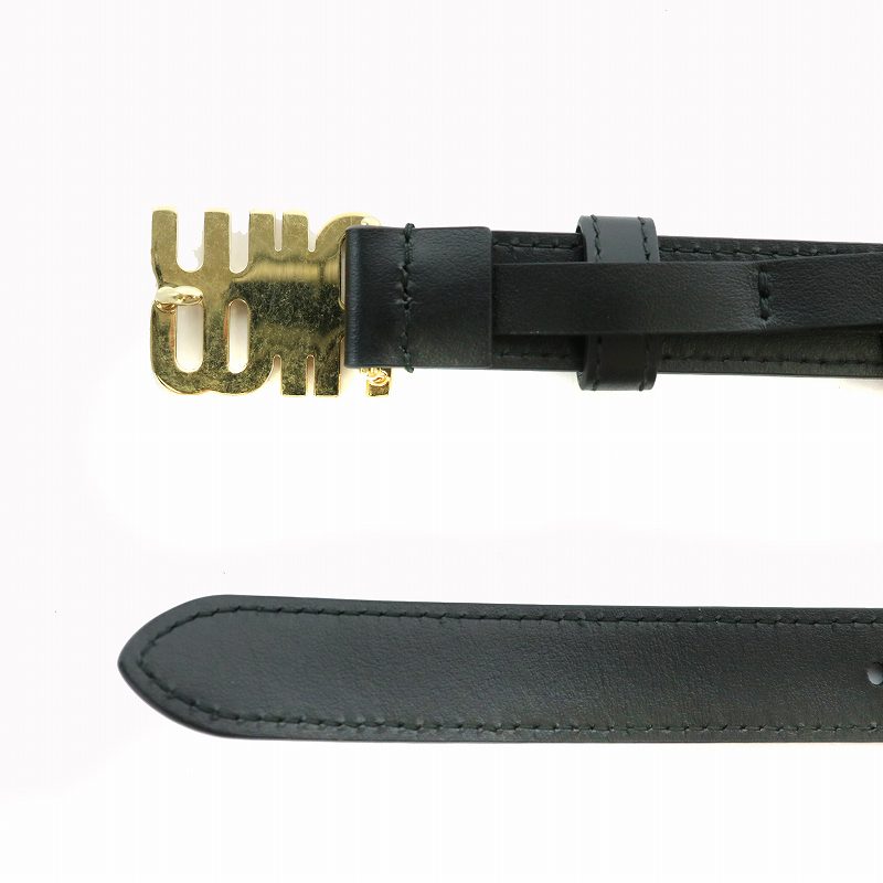 ミュウミュウ miumiu ベルト レザー ロゴバックル ゴールド金具 34/85