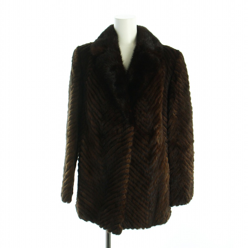 【中古】パロディー palody ファーコート ミンクファー 毛皮 13 ダークブラウン ハーフ丈 /AE ■GY18 レディース パロディー palody ファーコート ミンクファー 毛皮 13 ダークブラウン