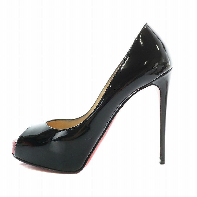 Christian Louboutin ブラックオープントゥハイヒール 24cm