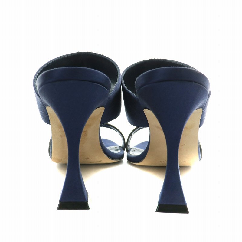 マノロブラニク MANOLO BLAHNIK LAALI サテンシェル クリスタル