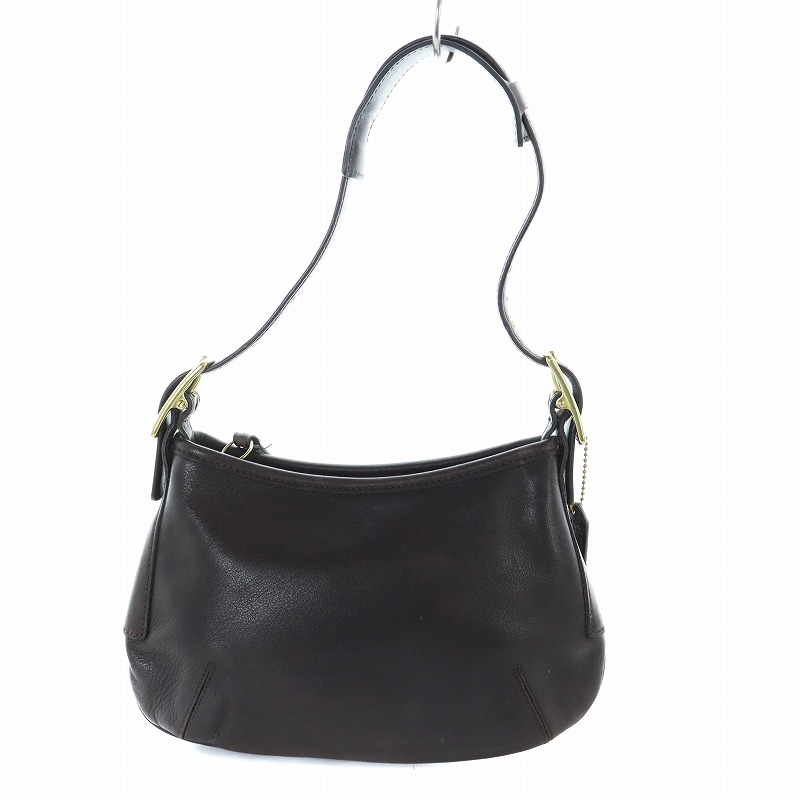 オールドコーチ ワンショルダー バッグ レザー 黒 ゴールド金具