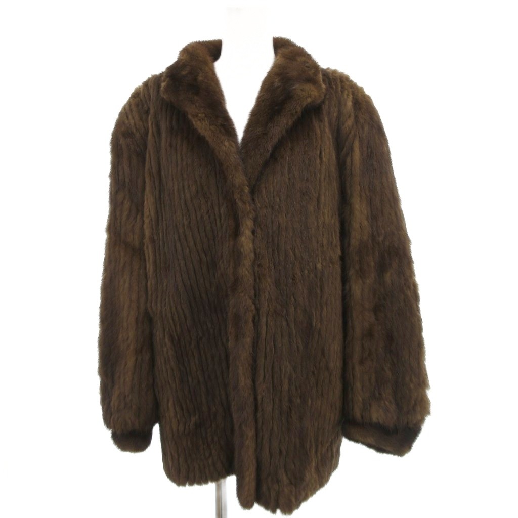 【中古】Hankang 銀サガ ファーコート ジャケット ミンクファー 毛皮 裏地刺繍 15号 茶 ブラウン /BS ■GY11 Hankang 銀サガ ファーコート ジャケット ミンクファー 毛皮 裏地刺繍