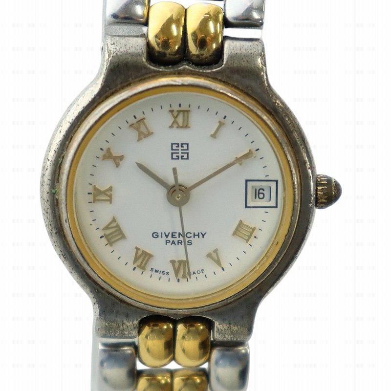ジバンシィ GIVENCHY 腕時計 ウォッチ クォーツ デイト ローマン 白
