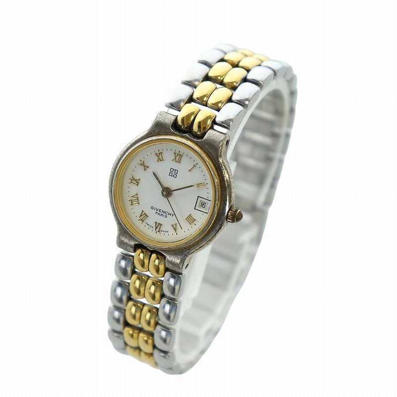 ジバンシィ GIVENCHY 腕時計 ウォッチ クォーツ デイト ローマン 白