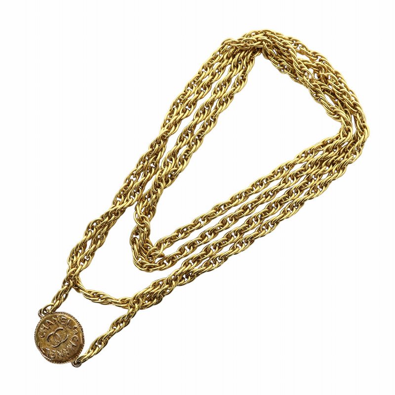 シャネル CHANEL ヴィンテージ ココマーク ロング チェーンネックレス 