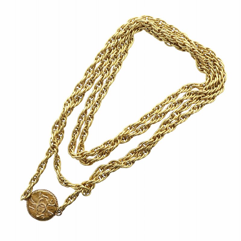 シャネル CHANEL ヴィンテージ ココマーク ロング チェーンネックレス 