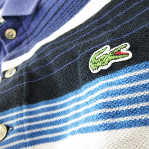 ラコステ ポロシャツ 半袖 ネイビー L 5191L 刺繍ロゴ 鹿の子 フェード LACOSTE ラコステ ロゴ刺繍 鹿の子 スリム 半袖 ポロシャツ
